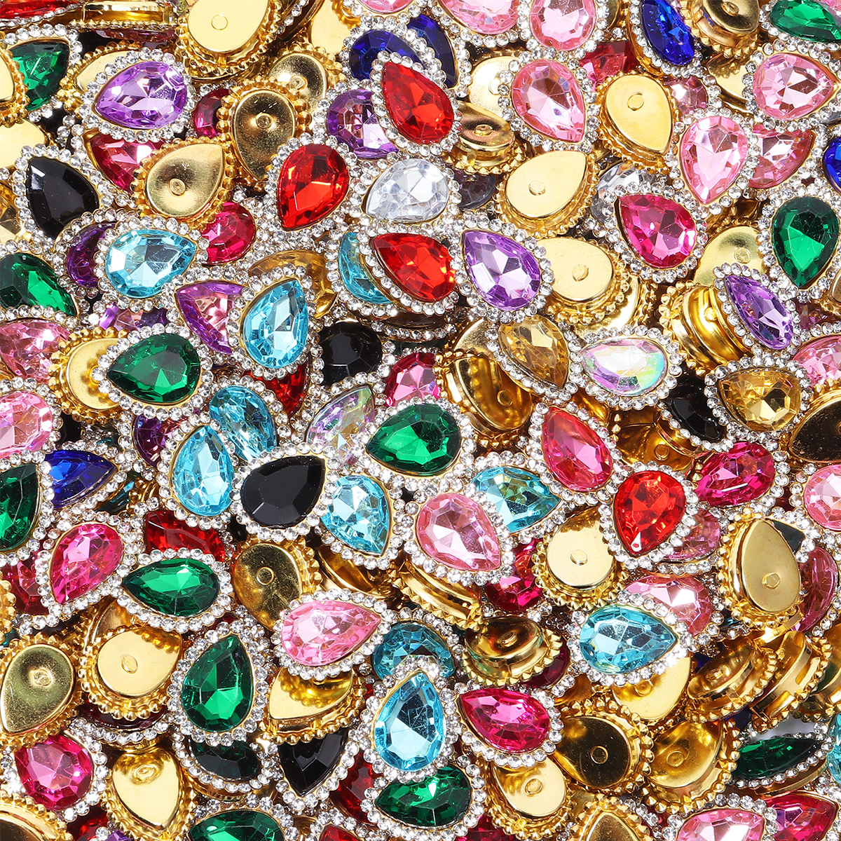 20 piezas forma de gota de agua de girasol, garra de costura, diamantes de imitación, cristales, cuentas de vidrio, botones, piedras para coser, diamantes de imitación para coser ropa