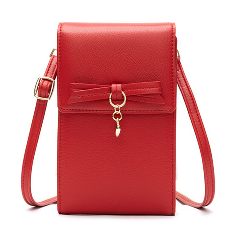 Kleine schoudertassen dames strik dames portemonnee pu leren crossbody tas dames telefoontasje dames: Rood