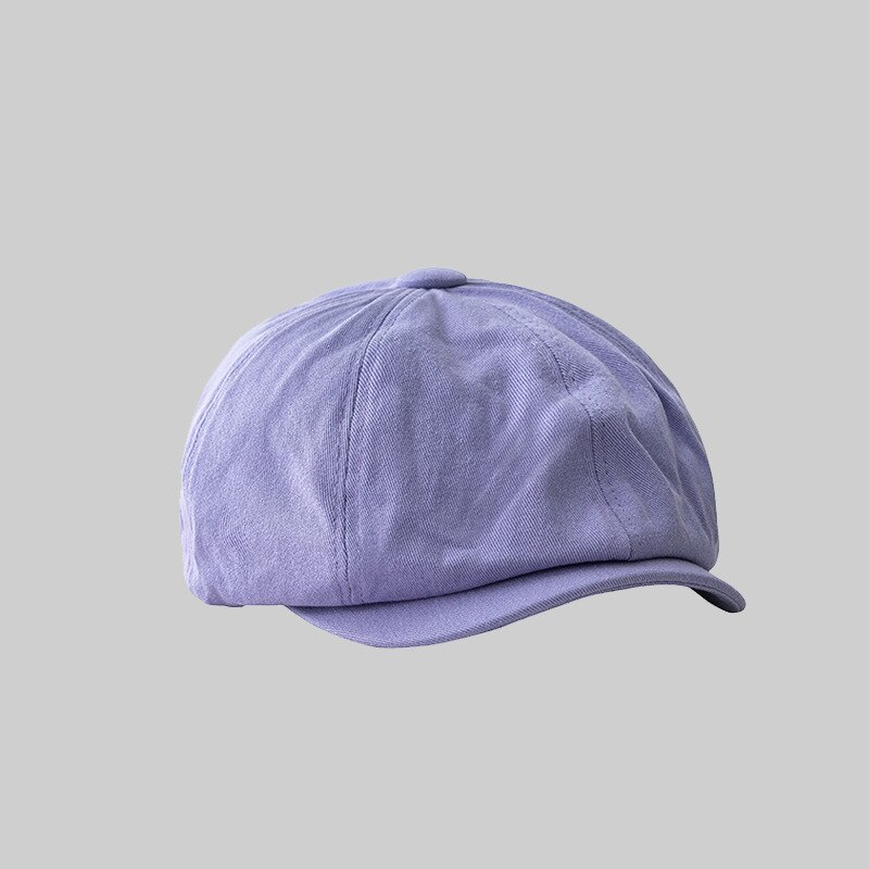 Vrouwen Korte Rand Ongedwongen Krantenverkoper Hoed Lente Herfst Dunne Retro Baret Hoed Mode Wilde Toevallige Hoed Unisex Wilde Achthoekige hoeden: Purple