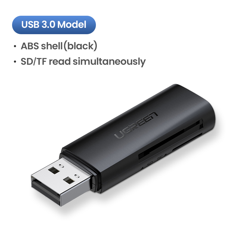 Ugreen-lector de tarjetas USB 3,0 tipo C a SD, Micro SD, TF, accesorios para PC y portátil, adaptador de tarjeta SD de memoria inteligente: USB 3.0 - ABS