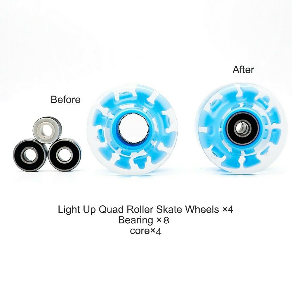 4 PCS Luminous Light Up Roller Skate Wheels Universal Double Row Roller Four-wheel roller skates Skates Accessories
