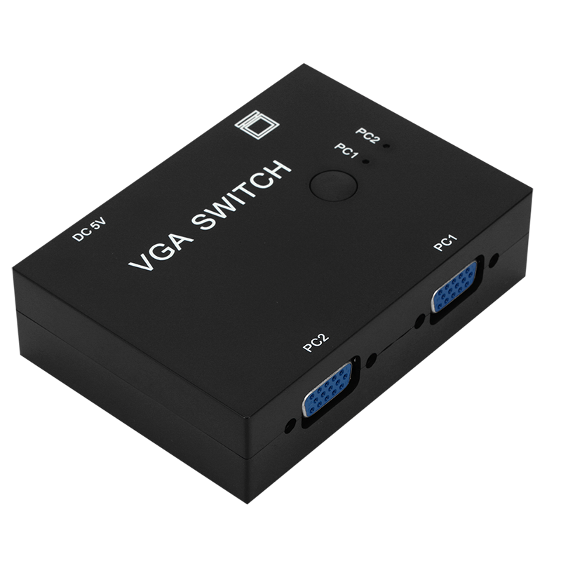 Mini conmutador VGA portátil de 2 puertos, Selector de caja de interruptor de vídeo 2 en 1 para HDTV PC 1920x1440, el más