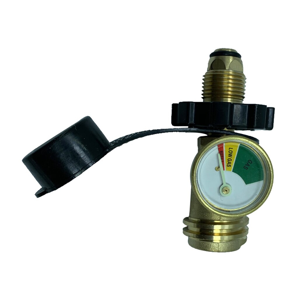 Universal Fit Propane Tank Adapter with Gauge Converts POL to QCC1 / Type 1 Propane Hose Adapter Old to Connection Type