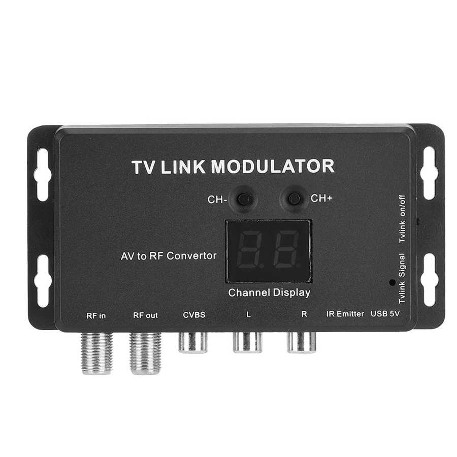 TM70 UHF TV LINK Modulator AV to RF Converter IR Extender with 21 Channel Display PAL/NTSC optional Plastic Black