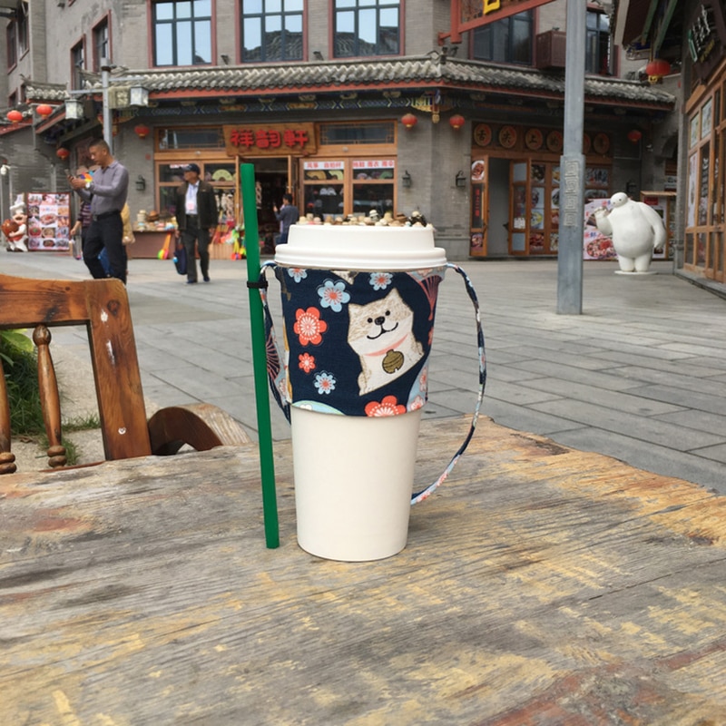 Milieuvriendelijke Drank Tas Draagbare Drank Tas Kleur Canvas Cup Set Drink Cup Tas Handgemaakte Cup Set Canvas Tas Thuis Organisator: 08