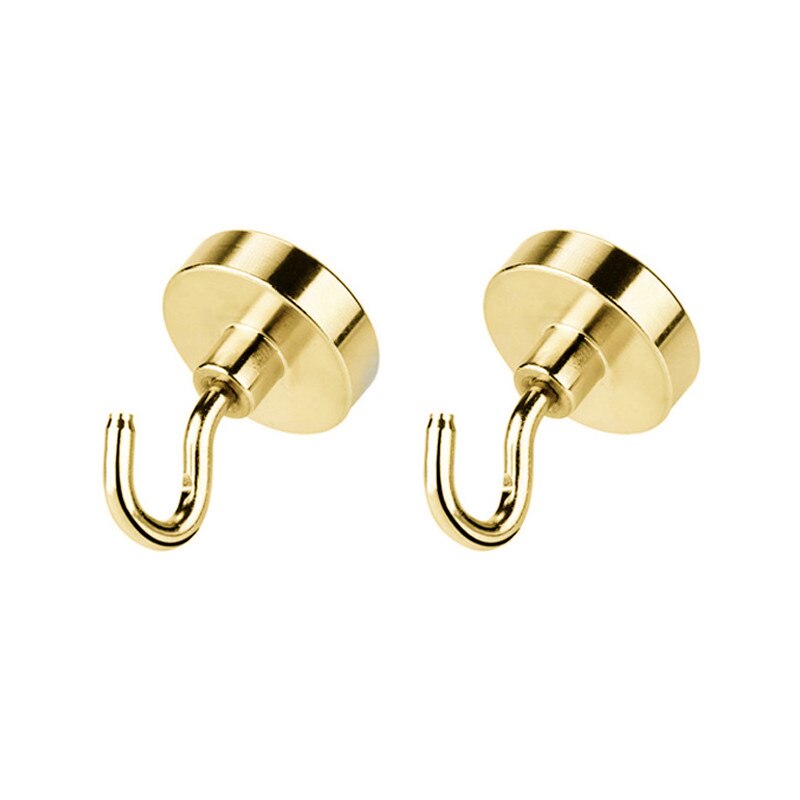 Crochet magnétique en néodyme doré, crochet solide pouvant contenir jusqu&#39;à 13kg 6 livres de diamètre 20mm, pour la cuisine à domicile et le travail: D16 / Hook-Gold 2PC