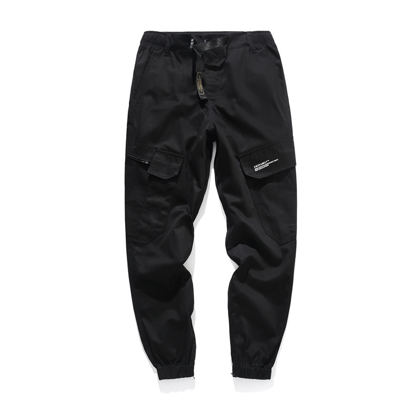 Hip hip streetwear mænds camouflage joggerbukser mænd kvinder bomuld cargo bukser elastisk talje harem bukser mænd  wj184: Sort / Xxl