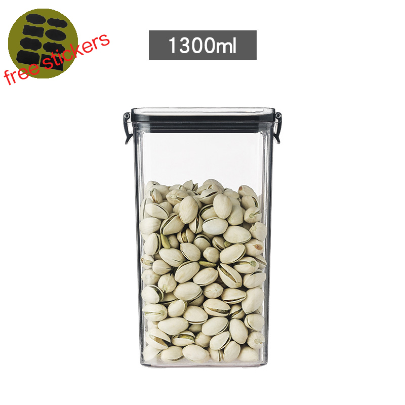 Stackable Kitchen Sealed Jar, Plastic Food Storage Box, Multigrain Tank Bottle, Dried Fruit Tea Containers, 460-1800ml Sets: light yellow