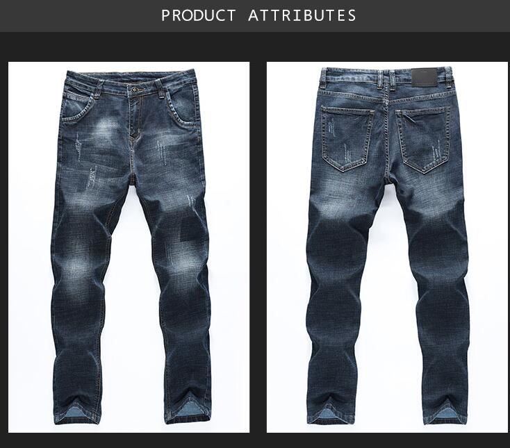 Jeans för män modal tyg business casual stretch jeans byxor manligt märke jeans