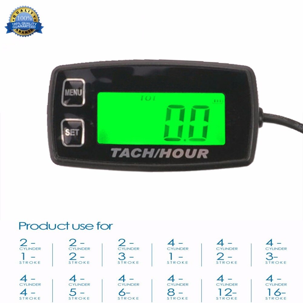 Waterproof Digital Hour Meter Tachometer RPM METER BacklitFor dirt quad bike chainsaw Boat Generator outboard MARINE RL-HM035R