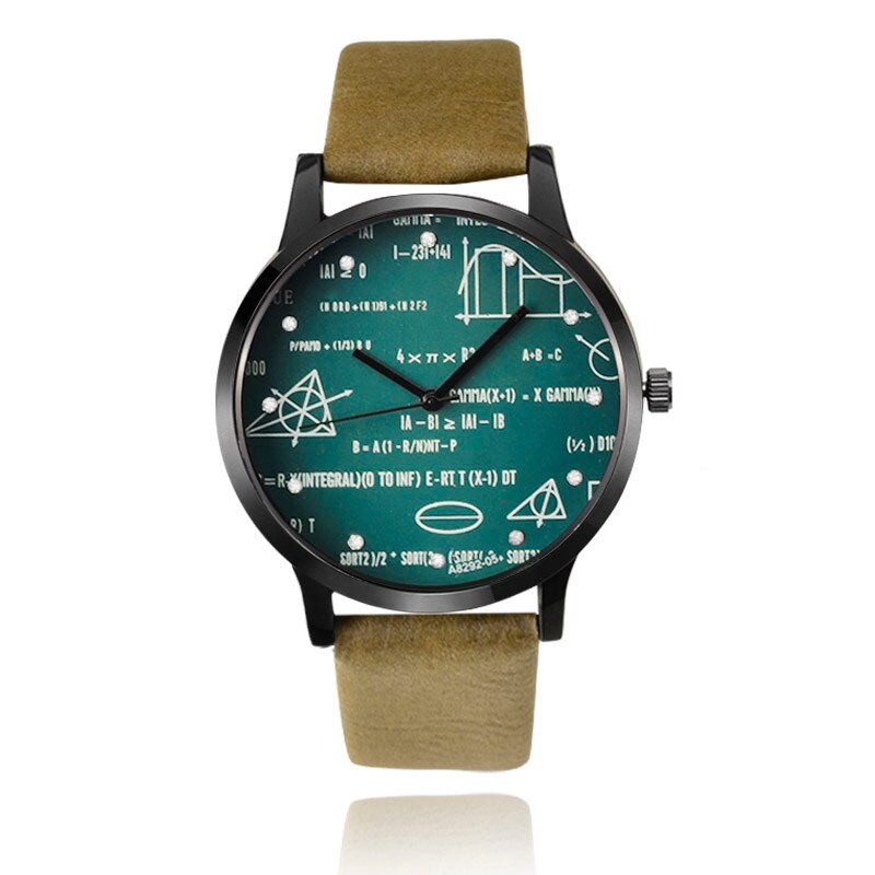 Miler Mens watch leather quartz Mathe matical formula prints wrist watch men causal relogio masculino erkek kol saati: LL1