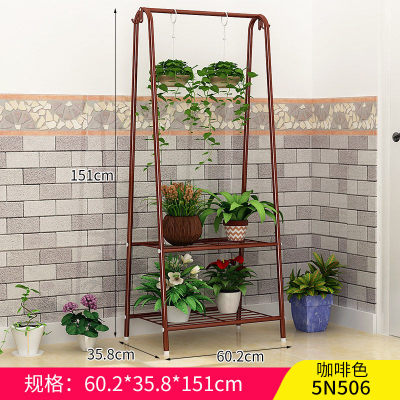 Living room multi-level floor hanging orchid stand hanging multi-function rack flower stand balcony wrought iron