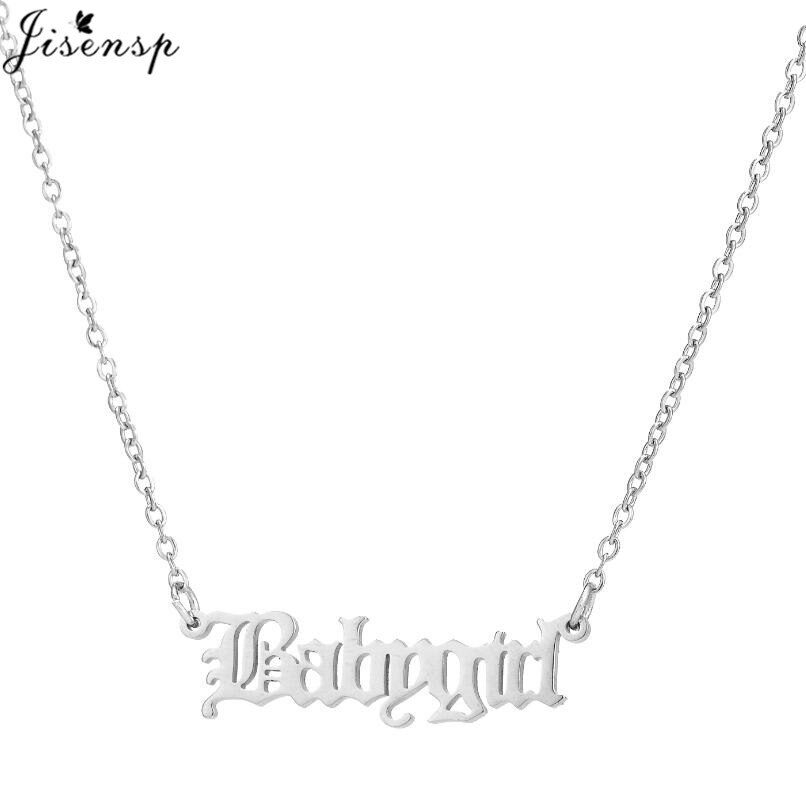 Jisensp gammal engelska bokstav ängel fotlänkar rostfritt stål kedja babygirl fotled armband för kvinnor fot smycken brudtärna: 709 silverhalsband