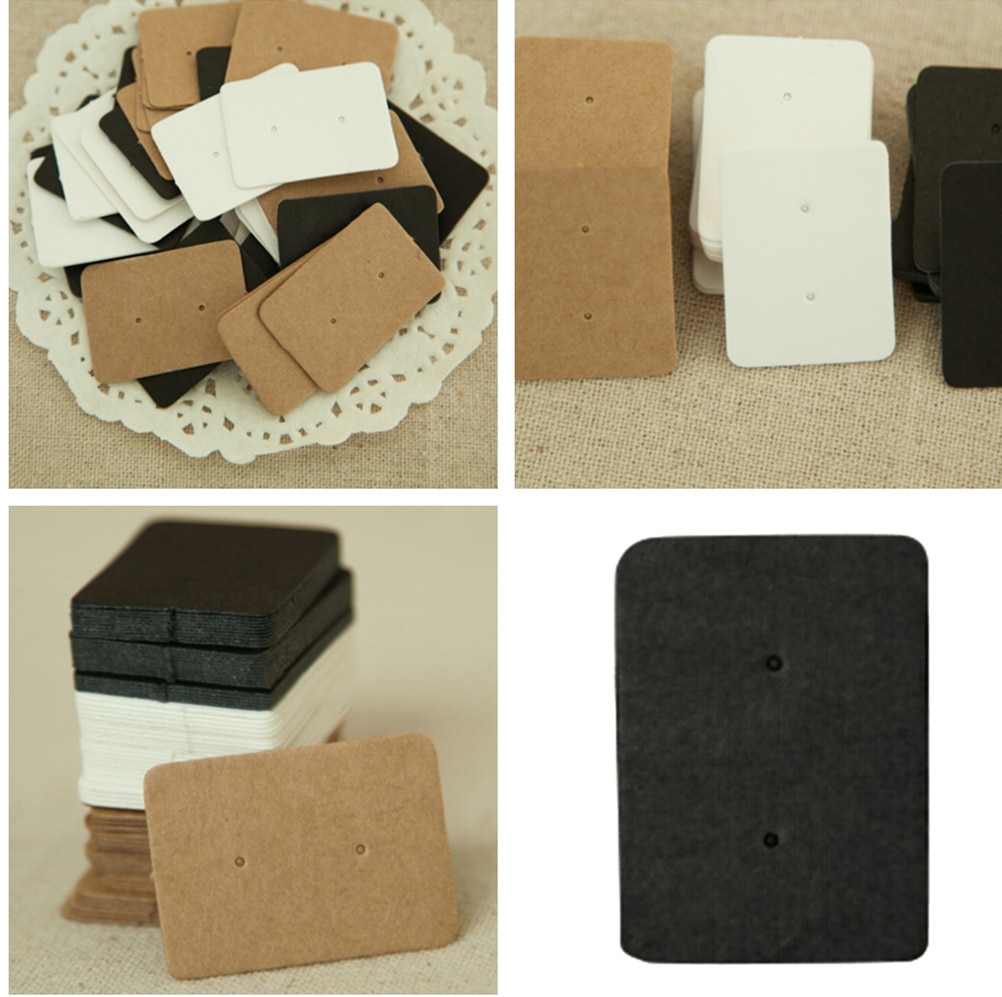 50 Stuks 2.5*3.5Cm Sieraden Display Card Oorbel Kraftpapier Oor Stud Hang Tag Kraft Tag Oor ring Papier Hang Prijskaartje