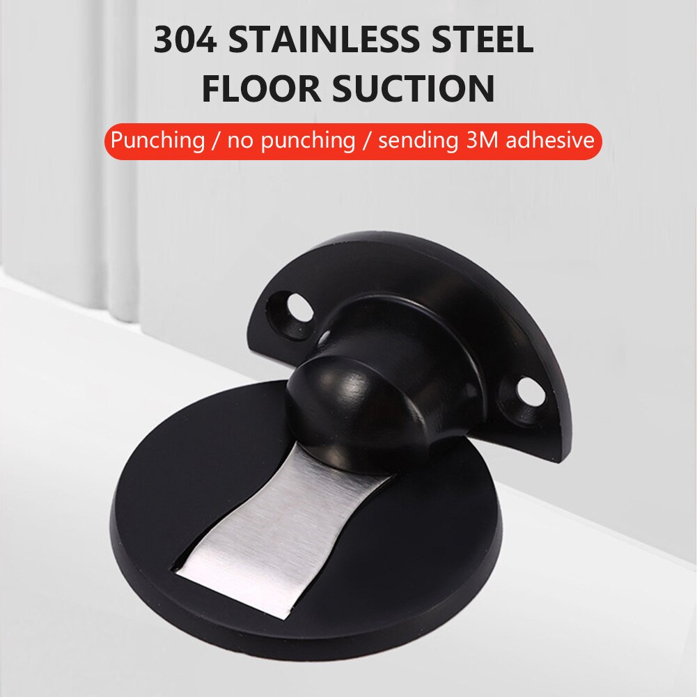 Home Improvement Magnetic Door Stops 304 Stainless Steel Door Stopper Door Holders Catch Floor Nail-free Doorstop Door Hardware
