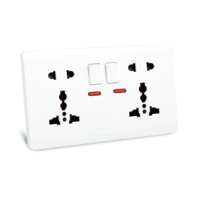USB Power Socket, Many style Panel, Bedroom socket,AC110V-250V 13A Wall Embedded, Double usb Universal/UK/IN Standard Outlet: 4Universal switch
