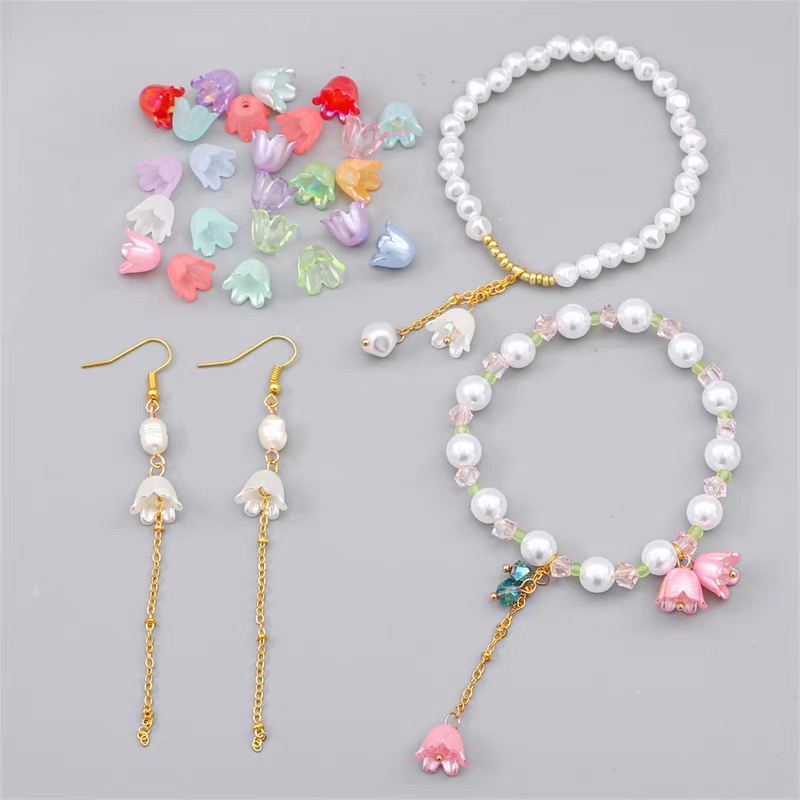 50pcs10x11mm acrílico Convallaria Majalis tapas de cuentas accesorios de joyería pulseras cuentas espaciadoras para fabricación de joyería accesorios DIY