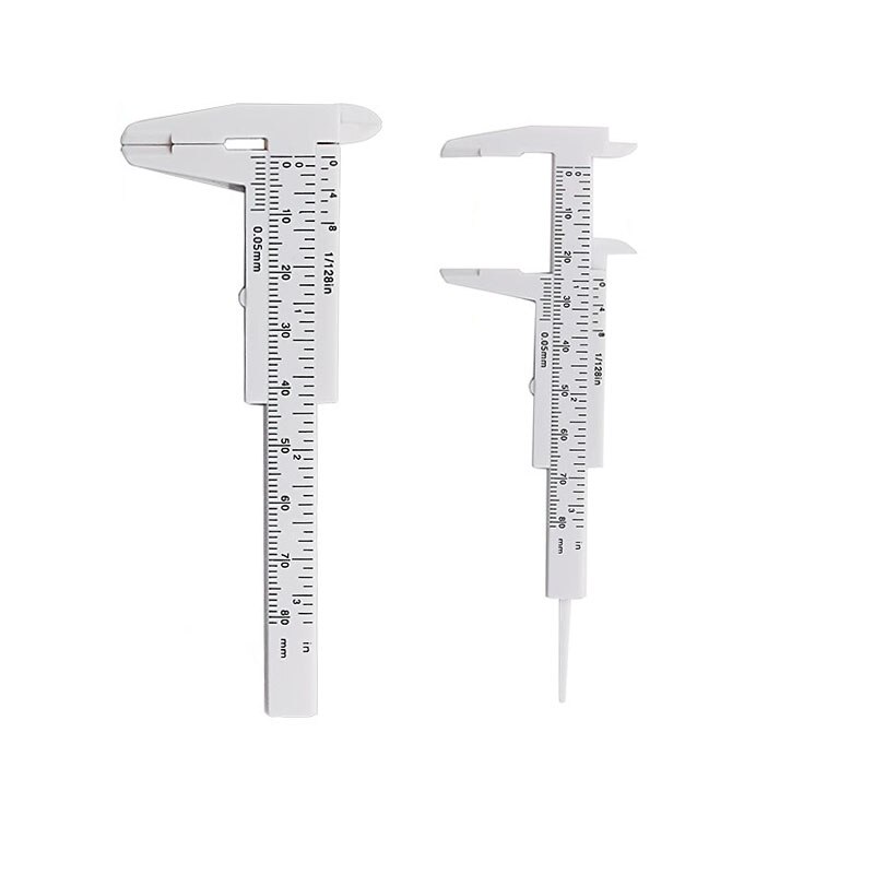 1 ud. Calibrador Vernier negro blanco azul naranja 80mm 3 en regla métrica de doble escala herramienta de medida de plástico: White