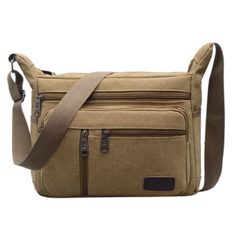 Bolsos cruzados de lona para adolescentes, bolsos de un solo hombro, de viaje, informales, bandoleras, mochilas escolares con cremallera: Khaki
