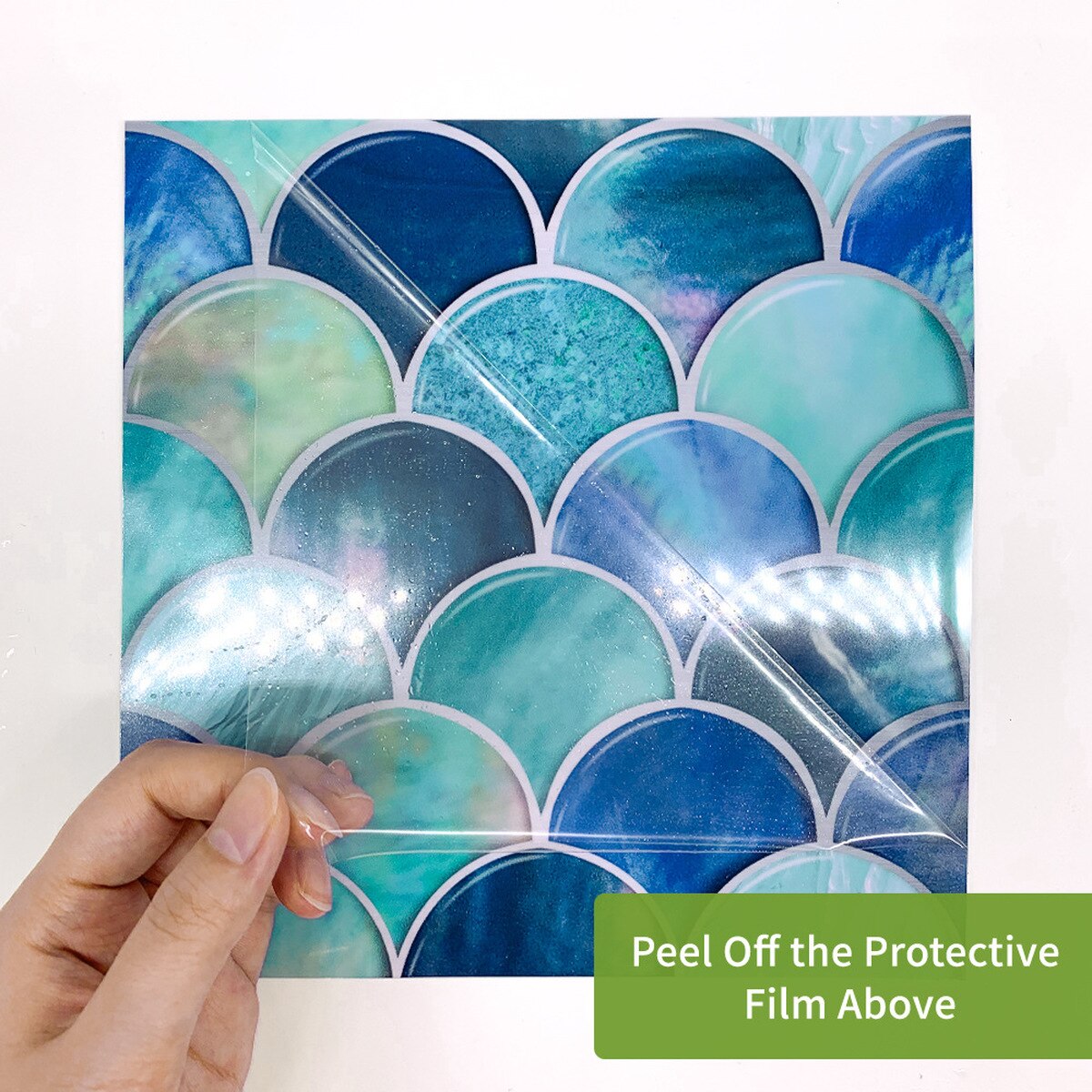 10Pcs 15/20cm Shell Fish Scale PVC Waterproof Self Adhesive Tile Stickers Bathroom Transfers - Marble & Pearl Effect