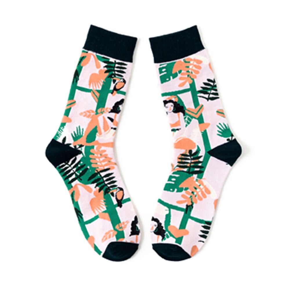 1 pair Women Men socks Funny Beauty illustration animal art Hosiery Streetwear Skate Harajuku cotton socks: 5