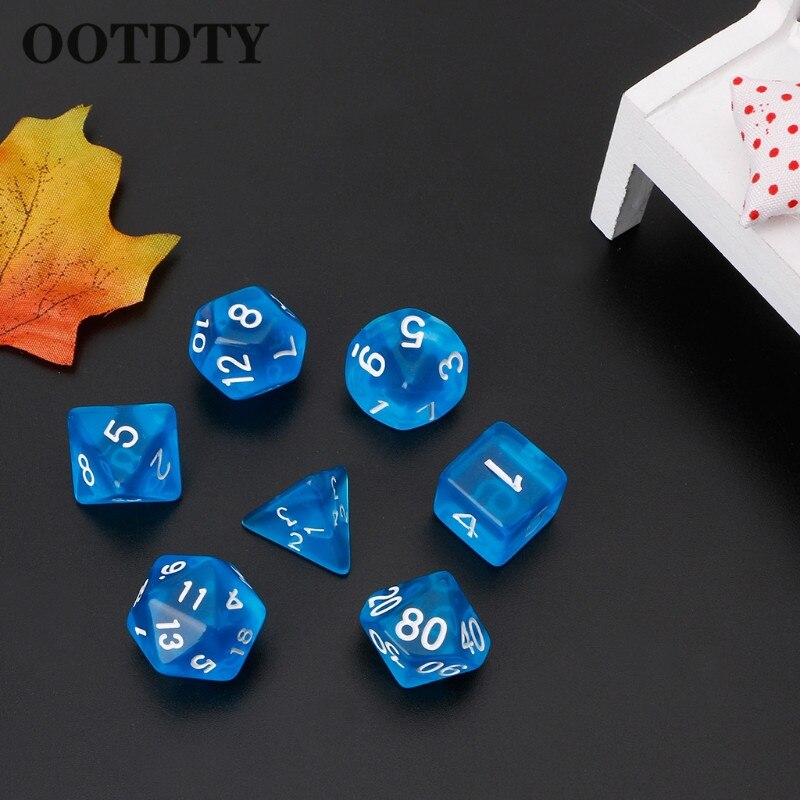 OOTTDTY 7Stck Klar polyedrisch Spiel Würfel Für Drachen Pfadfinder D20 D12 2xD10 D8 D6 D4 polyedrisch Spiel Würfel