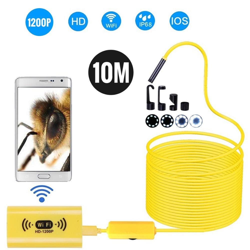1200P Lipstick WiFi Camera 1/2/3. 5/5/10m Apple Android 8mm Endoscope 8 LED Semi-Rigid Cable Borescope: 3.5M Hard Cable