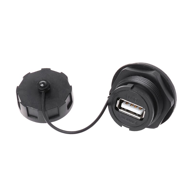 USB Female Socket Plug Panel Mount Adapter Waterproof Connector IPL7 With Cap
