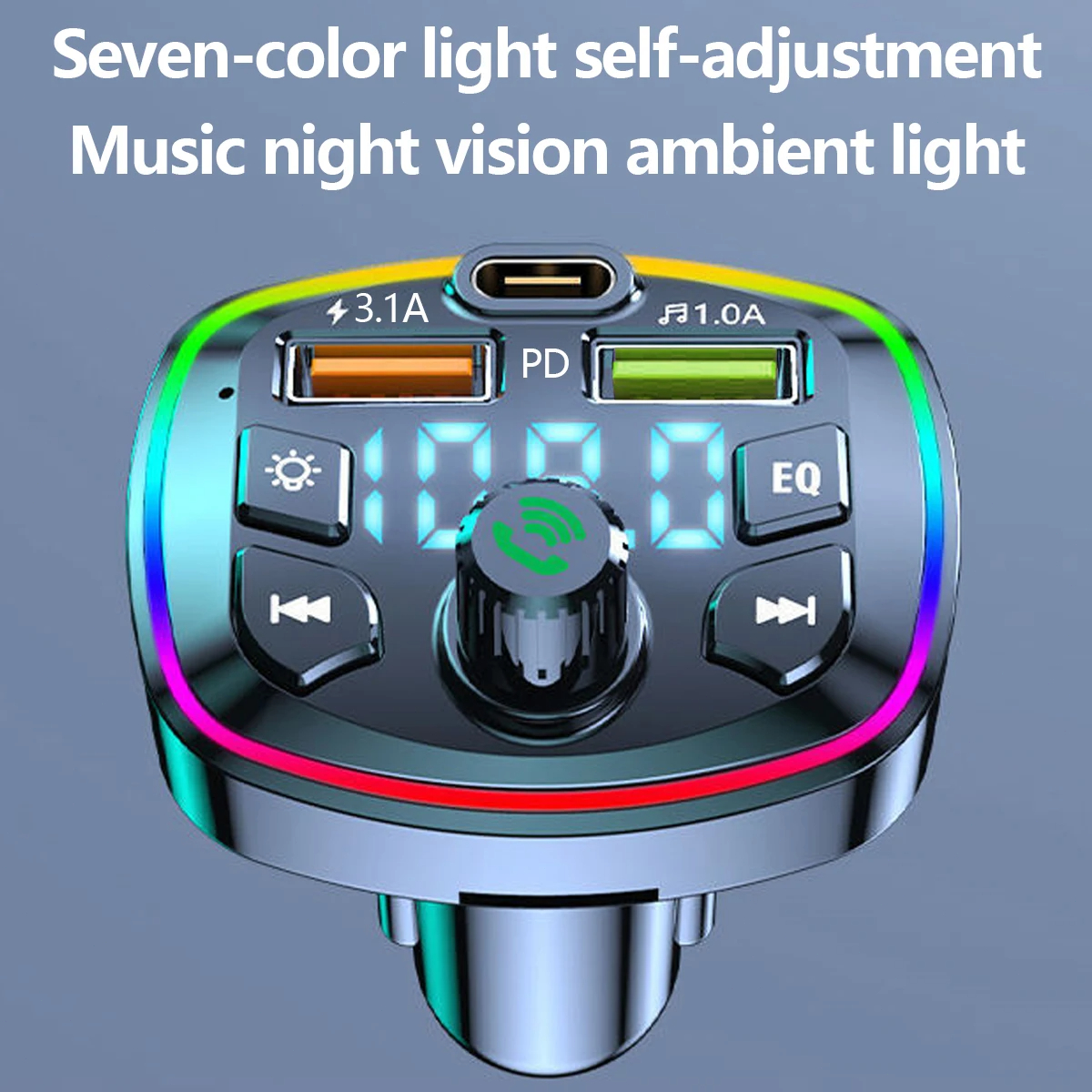 Auto MP3 Spieler Bluetooth 5.0 FM Absender Freisprecheinrichtung Autoradio Modulator mit integriertem Mikrofon USB Schnellladeadapter für Auto