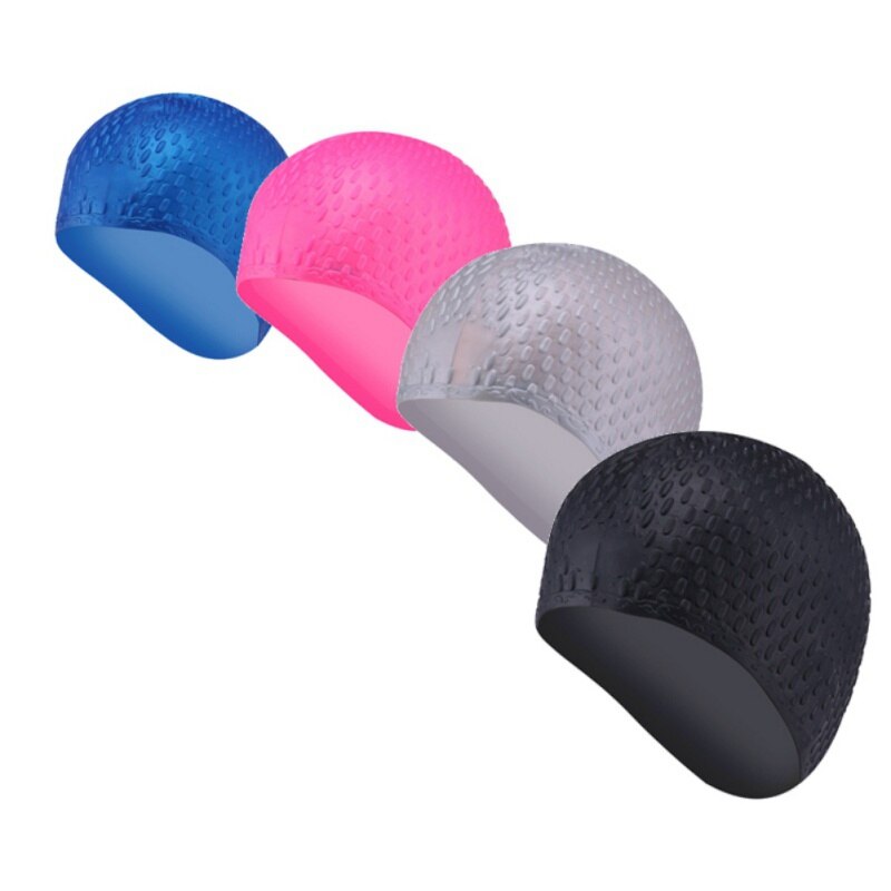 4 kleuren Siliconen Rubber Badmuts voor Kind Mannen Vrouwen Water Waterdicht Zwemmen Caps Bubble Hoed