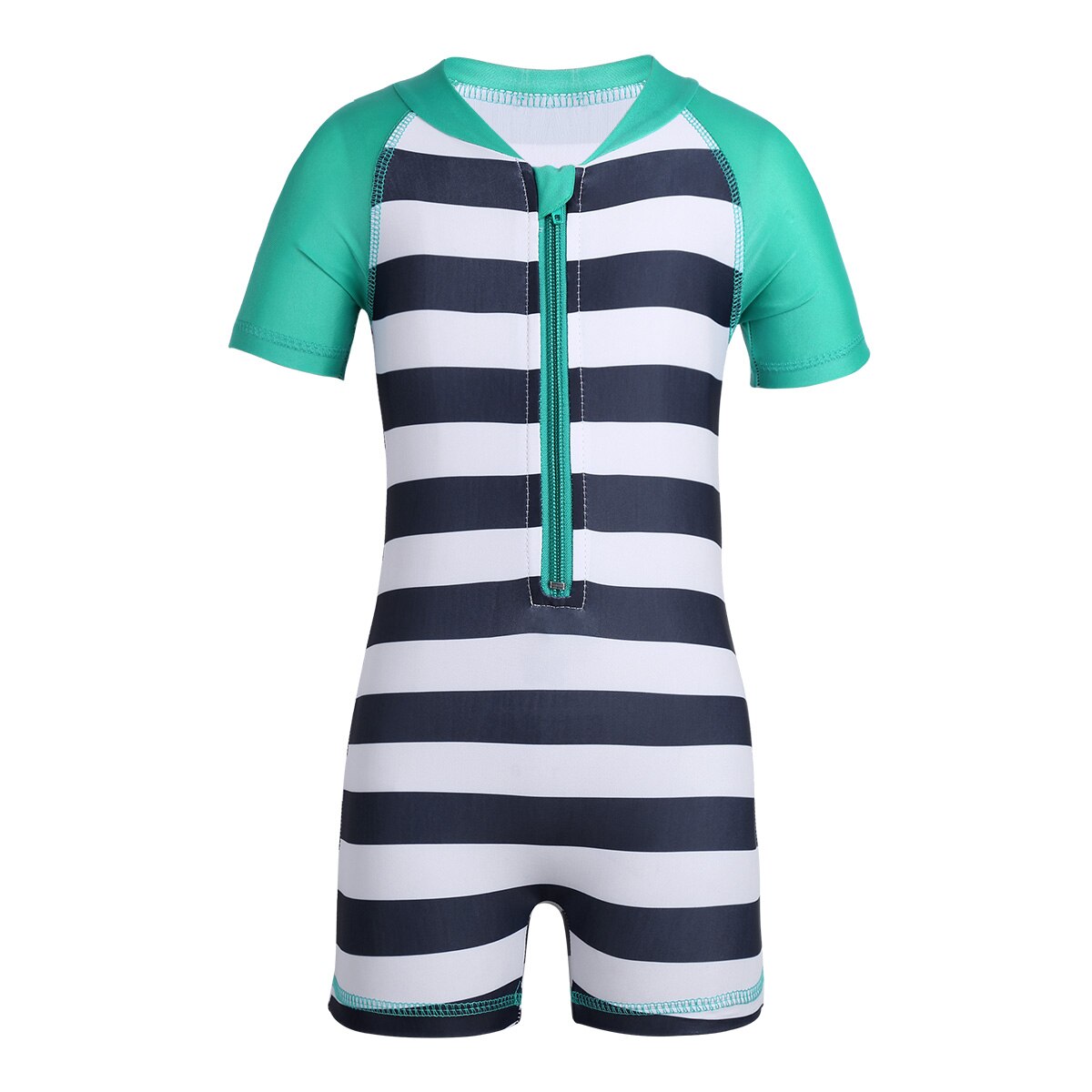 Infant Baby's Swimwear Boys Girls Swimsuit Short Sleeves Rash Guards Striped Bathing Suit Kid's Swimwear One Piece Beach Wear