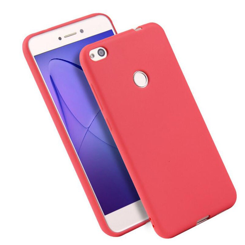 Huawei P8lite Silicone Soft TPU Cover case voor huawei P8 lite 5.0 "inch Matte Candy effen kleuren cover Terug: Red