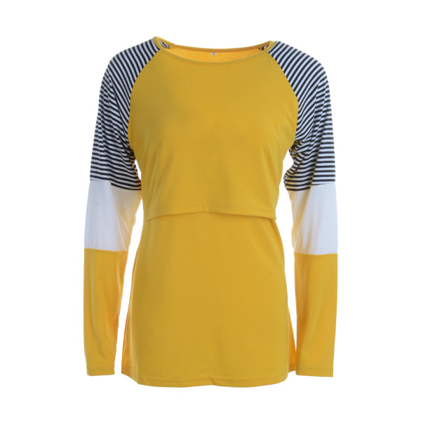 in gravidanza Maternità Vestiti assistenza infermieristica superiore Allattamento al seno Taglia Camicia A Maniche Lunghe S-2XL: Giallo / S