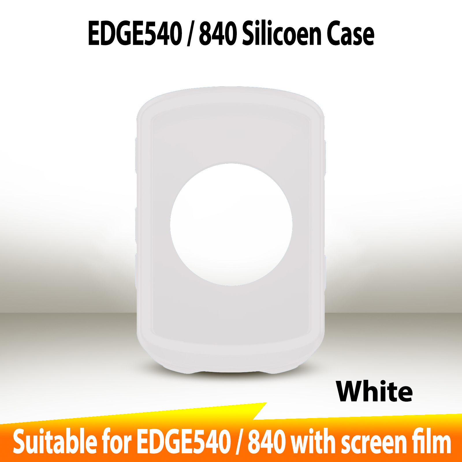 Garmin EDGE 540 840 Case GPS Bike Computer Silicone Cover Rubber Odometer Protective Case + HD Film (For Garmin EDGE540 840): WHITE