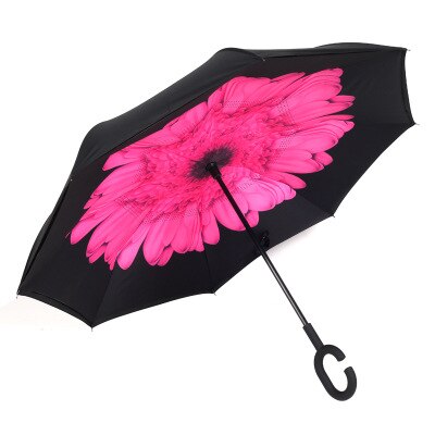 Reverse Umbrellas Folding Double Layer Inverted C Hand Holder Stand Sun Rain Windproof Rolling Over Umbrella For Women: pic8