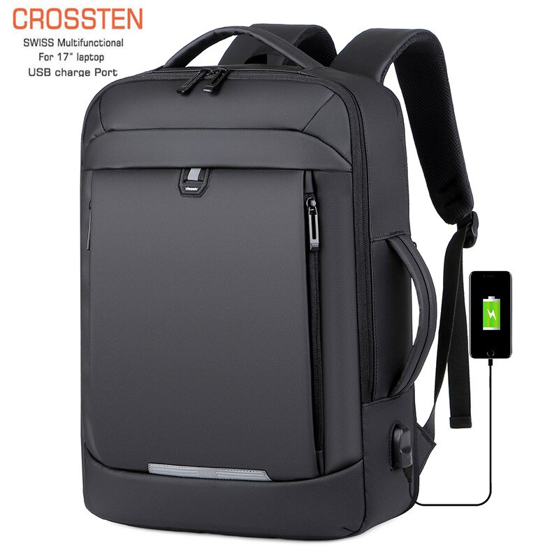 Crossten 40L Grote Capaciteit Uitbreidbaar 17 "Laptop Rugzak Usb Opladen Schooltas Waterdichte Zwitserse-Multifunctionele Reistas