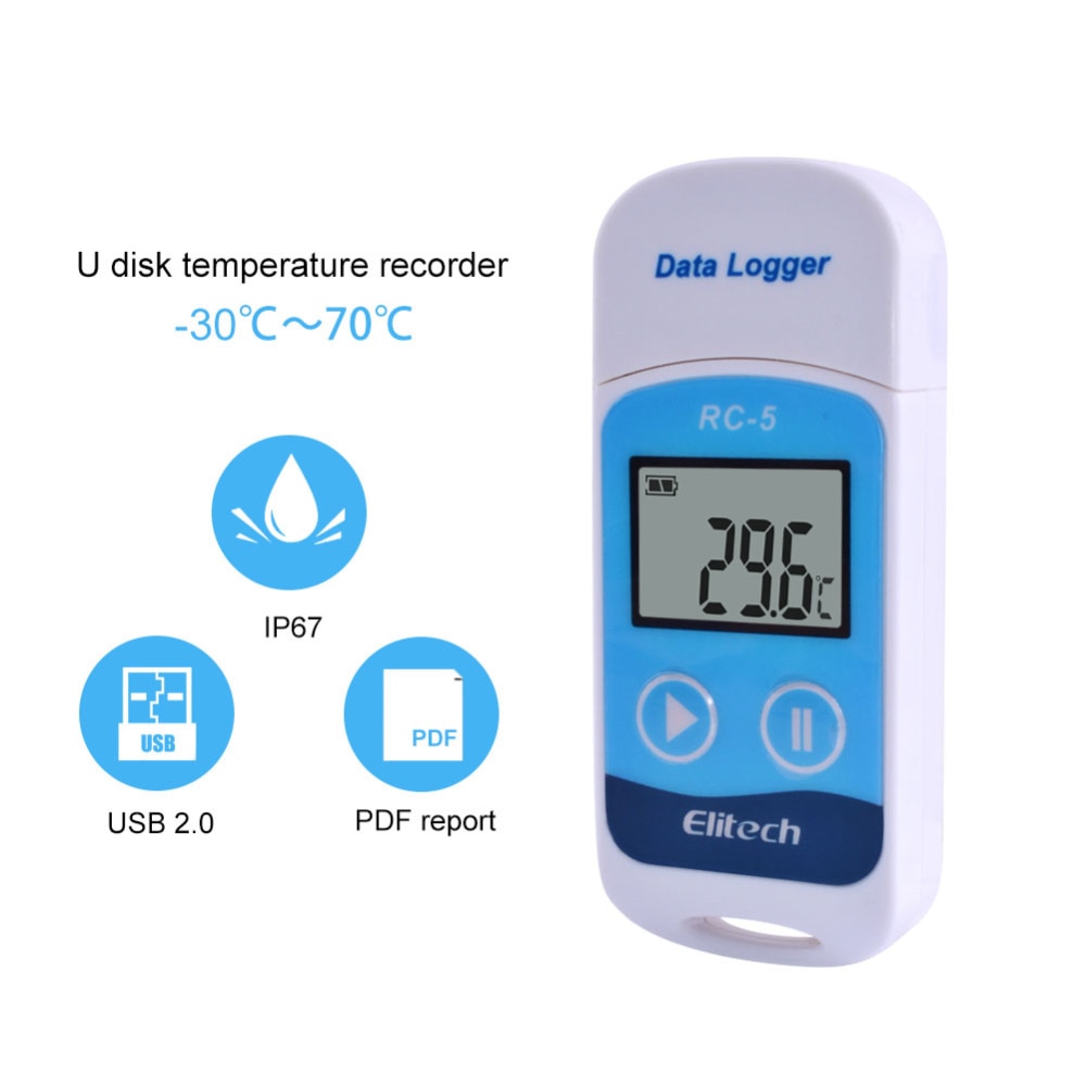RC-5 High-precision Digital USB Temperature Data Logger for Warehouse Storage, Refrigerated Transport, Laboratory, Etc