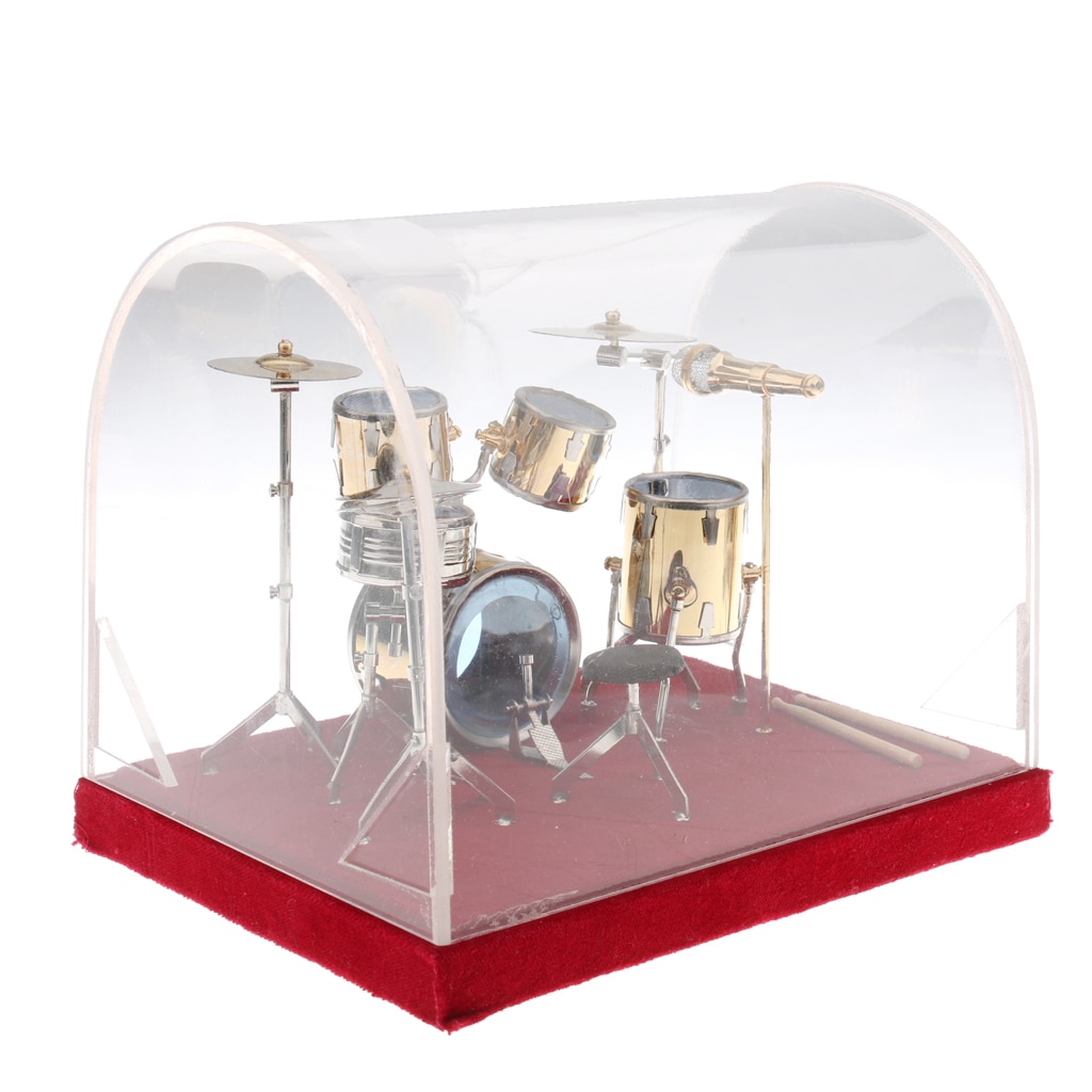 14*10*10 Cm Miniatuur Koperen Drum Set Muziekinstrument Model Poppenhuis Thuis Display Ornamenten