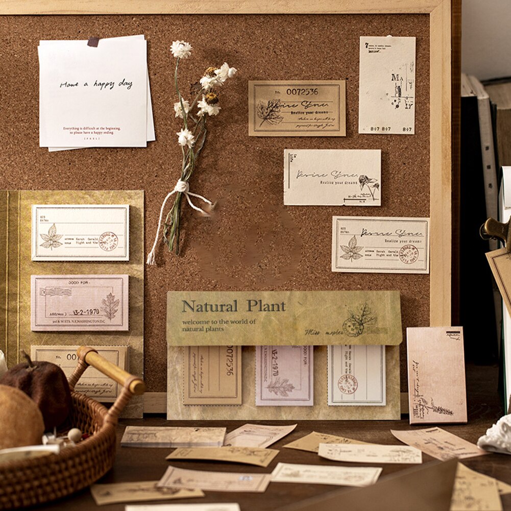 60 Stks/set Notitieblok Dagboek Planner Memo Student Sticker Briefpapier Notitieblok Dagboek Planner Vintage Planten Memo Papier