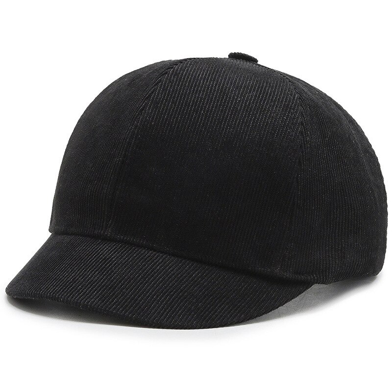 Kort rammehette ensfarget baseballcap menn kvinner høst vinter utendørs hesteluer kordfløyel snapback uformell hatt: 4