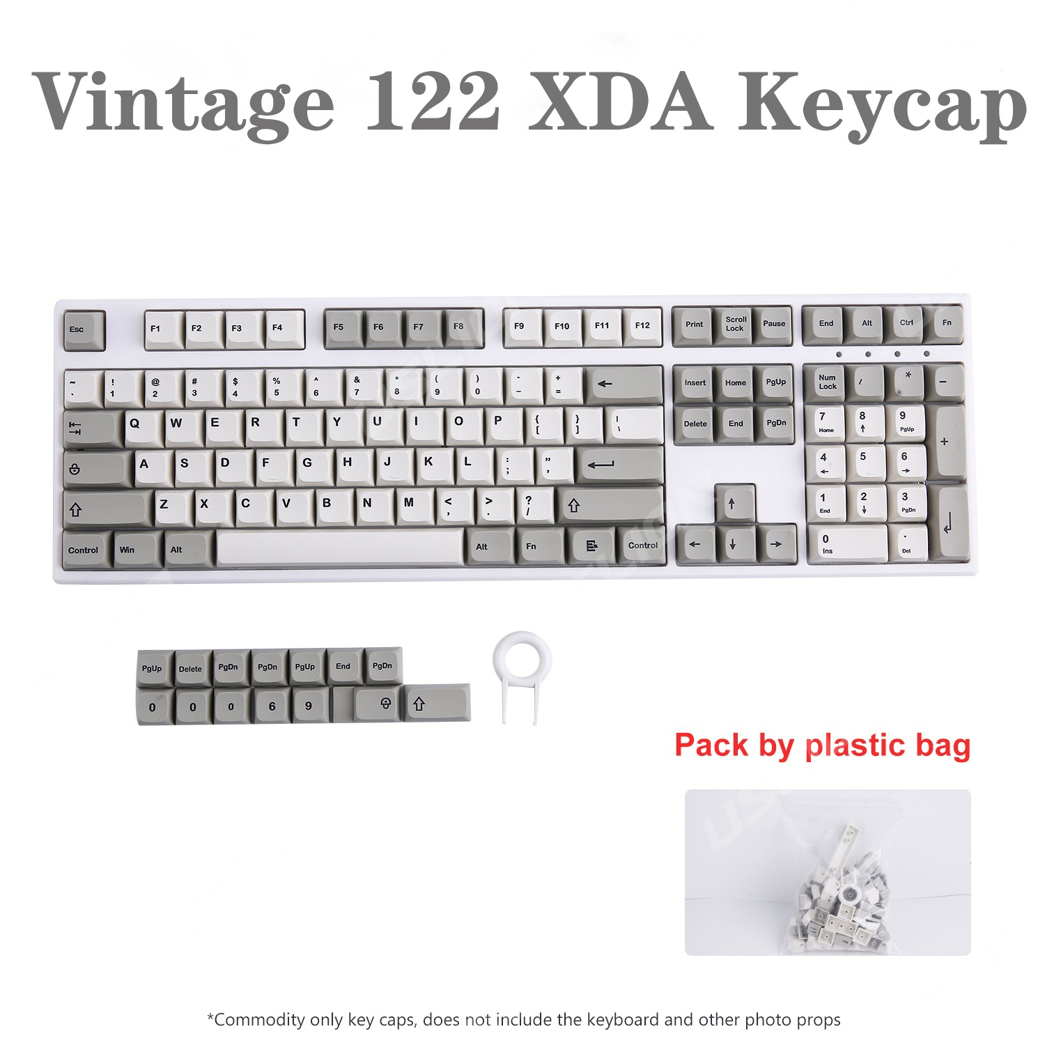 122 Keys XDA Profile Keycaps PBT Dye Sublimation Minimalist White Gray Theme Key Cap For Gaming Mechanical Keyboard MX Switches: Beige