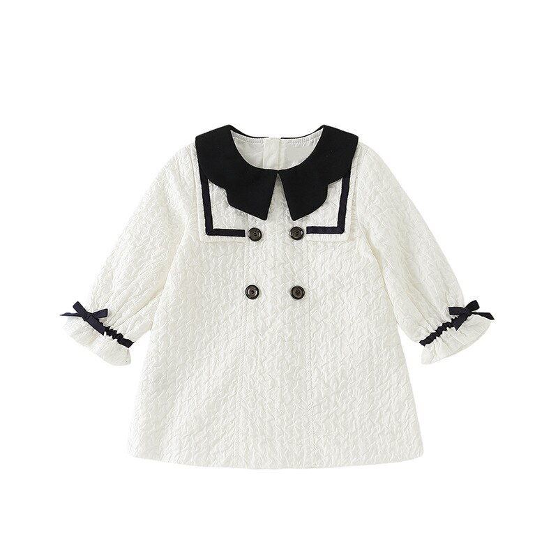 Baby Meisjes Zoete Jurk Herfst Elegante Prinses Lange Mouwen Jurk Revers Kinderen Jurk Kids
