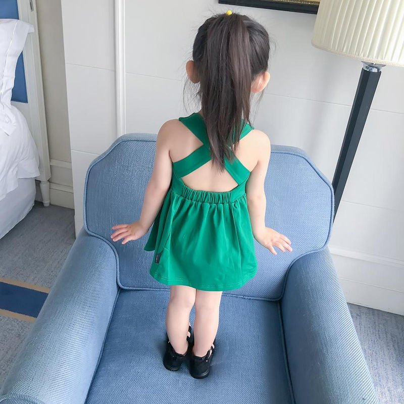 Netto Rode Kinderkleding Zomer Baby Jurk Jarretel Rokje Vest Meisjes Prinses Rok: green / 2T 80-90cm