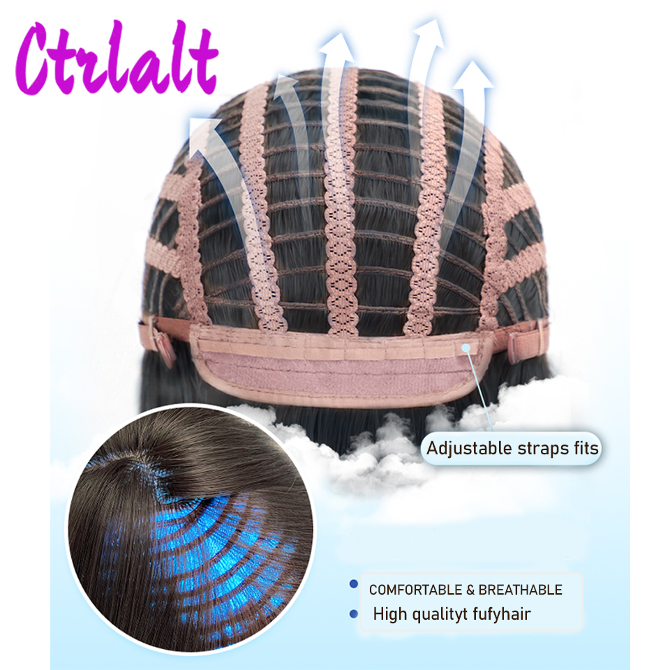 Pelucas de pelo Natural sintético en capas para mujer, color negro y marrón, ondulado, para uso diario, con flequillo de cortina, resistente al calor