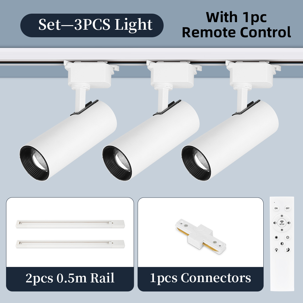 Led track spotlights with remote control, adjustable brightness, spotlight, led track lighting for living room, track ceiling light: Dark green