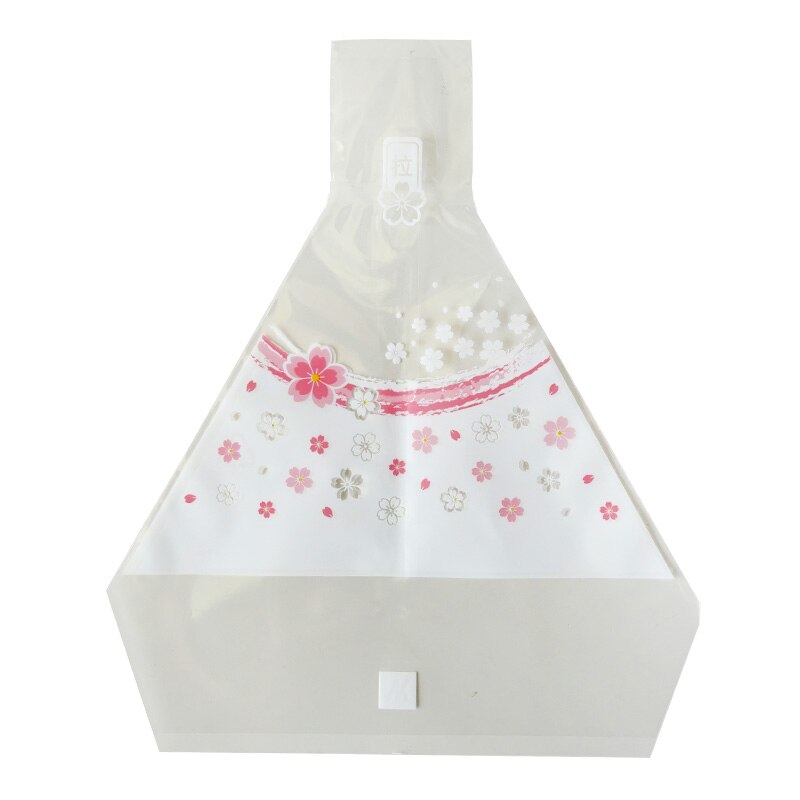100Pcs Driehoek Rijst Bal Verpakking Zak Kersenbloesems Panda Anti-Fog Tas Tear Sushi Onigiri Verpakking: 10