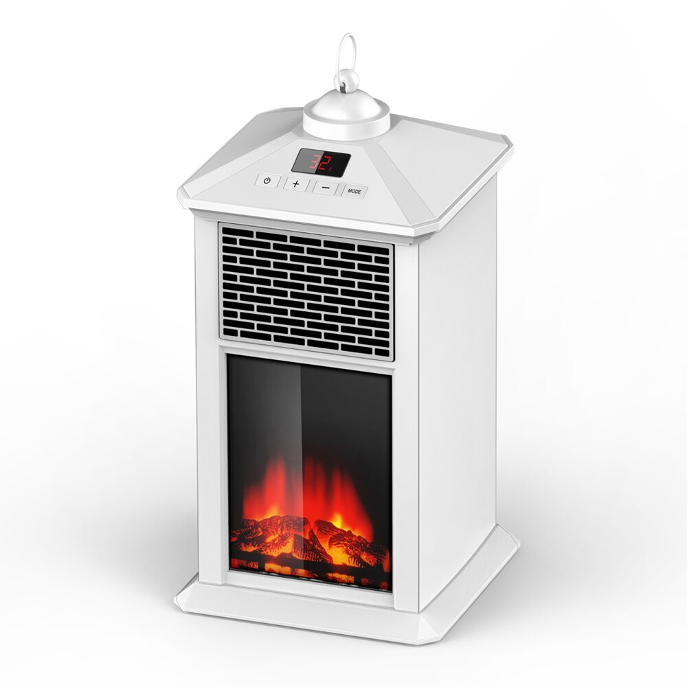 DUOLANG Elektrische Kachel Haard Kachel Draagbare Kachels voor De Thuis met 3D Vlam Effect, Thermostaat Afstandsbediening, 400 W, Zwart: WHITE / VS