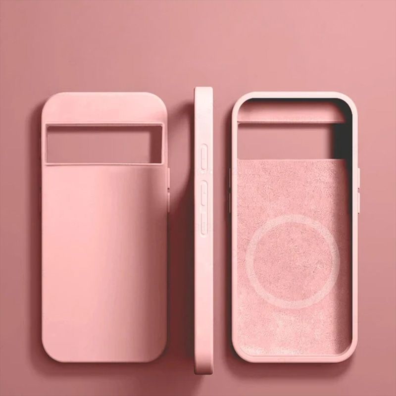 Para for Magsafe Liquid Silicone Phone Cases Para for Google Pixel 8 7 6 Pro Carregamento Sem Fio Soft Case Carga Magnética Capa à Prova de Choque: TELA DE PINTURA / Rosa
