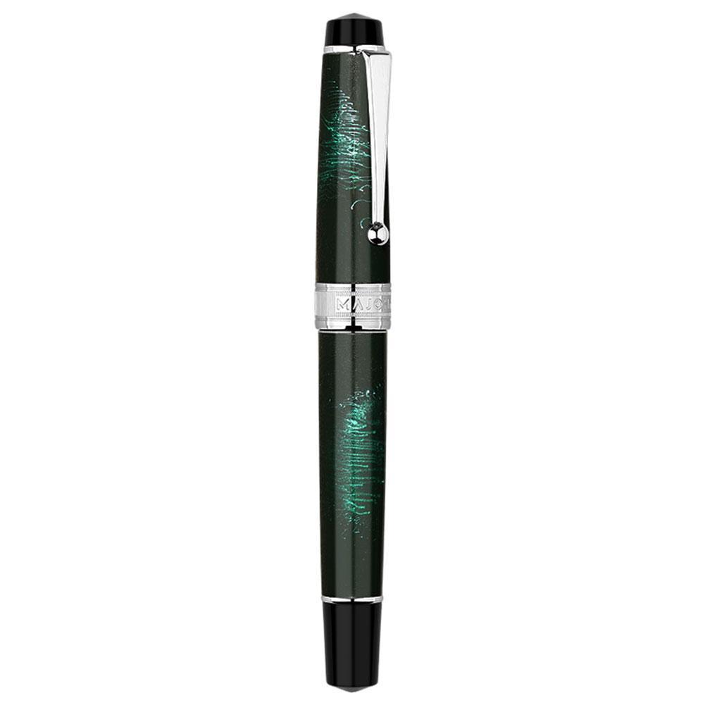 MAJOHN – stylo-plume à Piston T5, en métal Iridium EF/F/M, magnifique stylo à encre de grande capacité pour écriture, de bureau avec boîte: green / EF 0.38mm