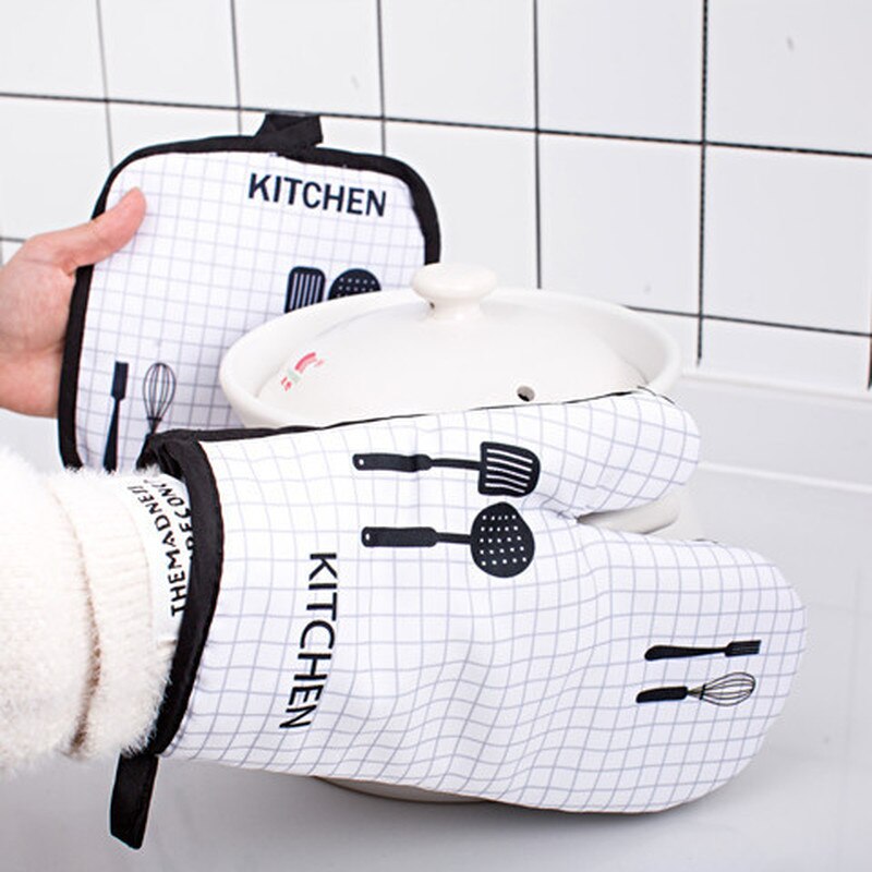 Gants de cuisine antidérapants en coton, 2 pièces, pour BBQ, cuisson au micro-ondes, mitaines de four mignonnes, maniques en lin résistantes à la chaleur, outils de cuisine